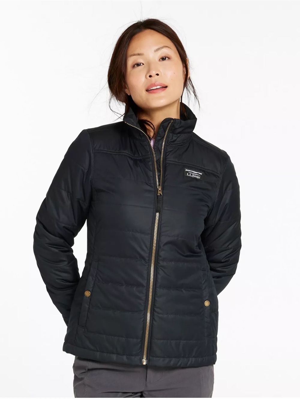 L.L. Bean Women's Mountain Classic Puffer Jacket Full Zip Black size XL